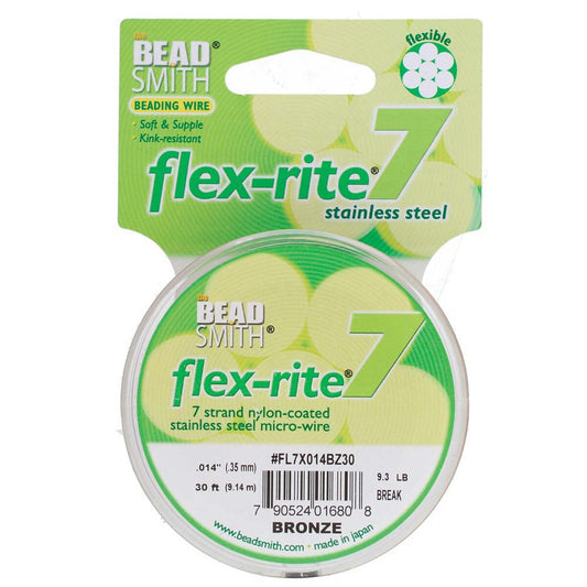 BRONZE COLOR .014" 7 Strand 30 feet BEADSMITH FLEX-RITE Beading Wire FLEXRITE-