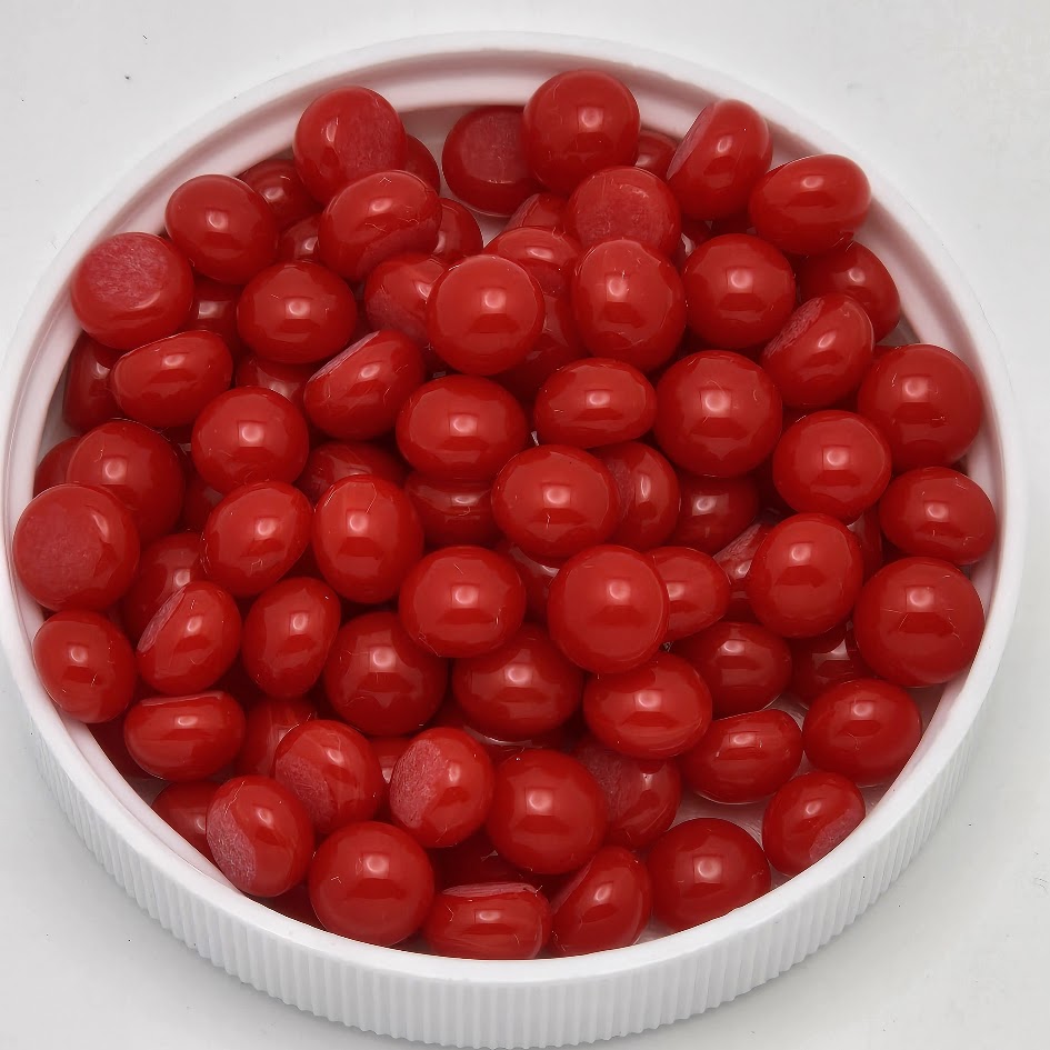 Red Opal 1/4" 90 COE Handmade Glass Design Elements Gems Circles Blobs Dots Package of 50 Pieces-