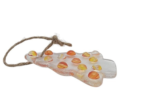 Clear Christmas Tree with Multi-Colored Balls Handmade Fused Glass Ornament-