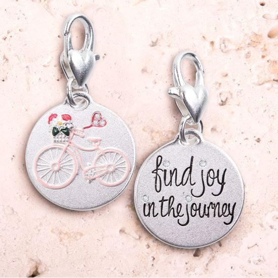 Find Joy In the Journey Amanda Blu Two Sided Charm Silver + Enamel Great Gift-