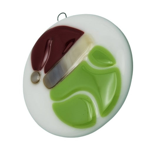 Tennis Ball Santa Christmas Ornament Handmade Fused Glass Club Instructor Pro-