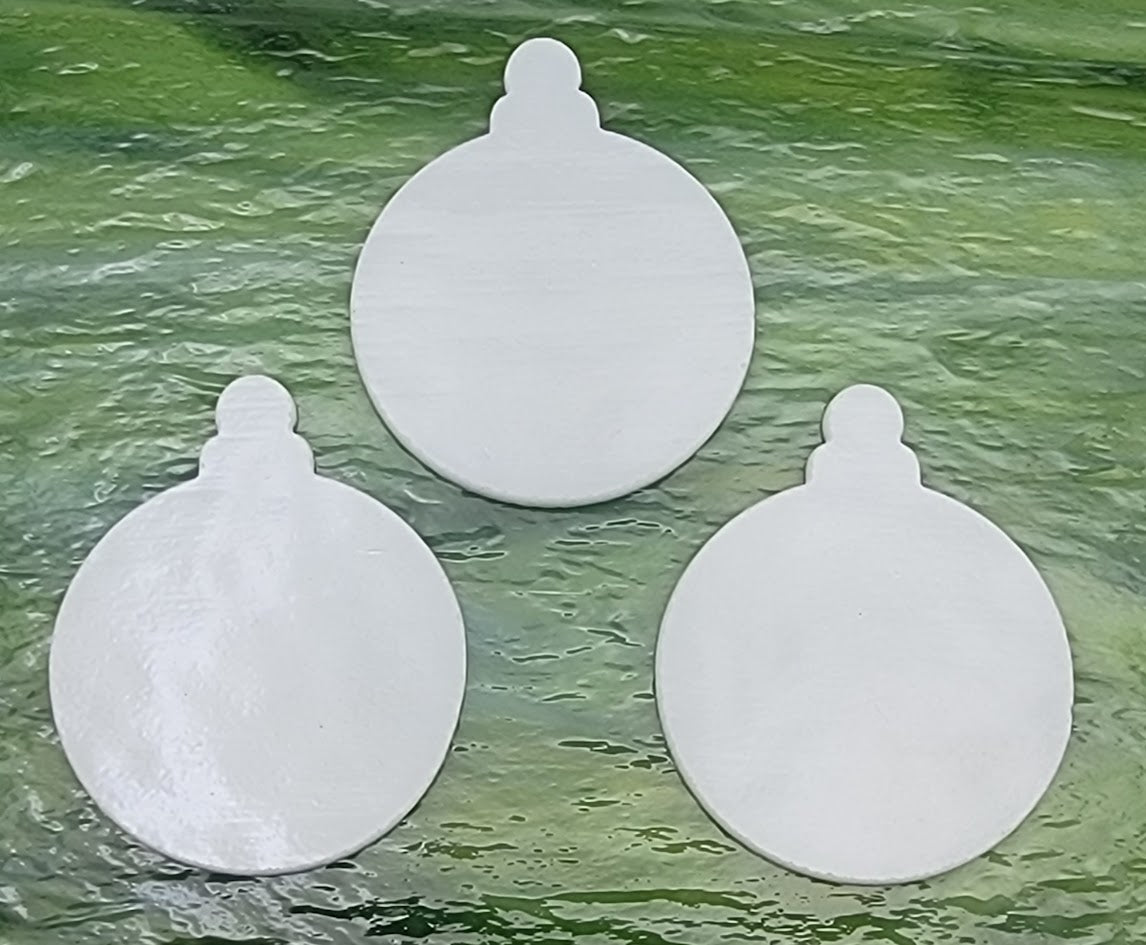 Three White 90 COE Precut Glass Ornament Blanks Fusing Supplies 90COE-