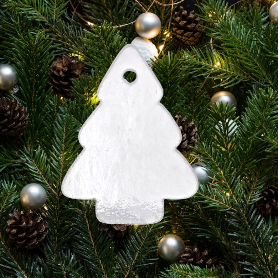 96 COE Tree Ornament Blank Crystal Clear Double Thick 2 1/2 x 3" Glass Precut-