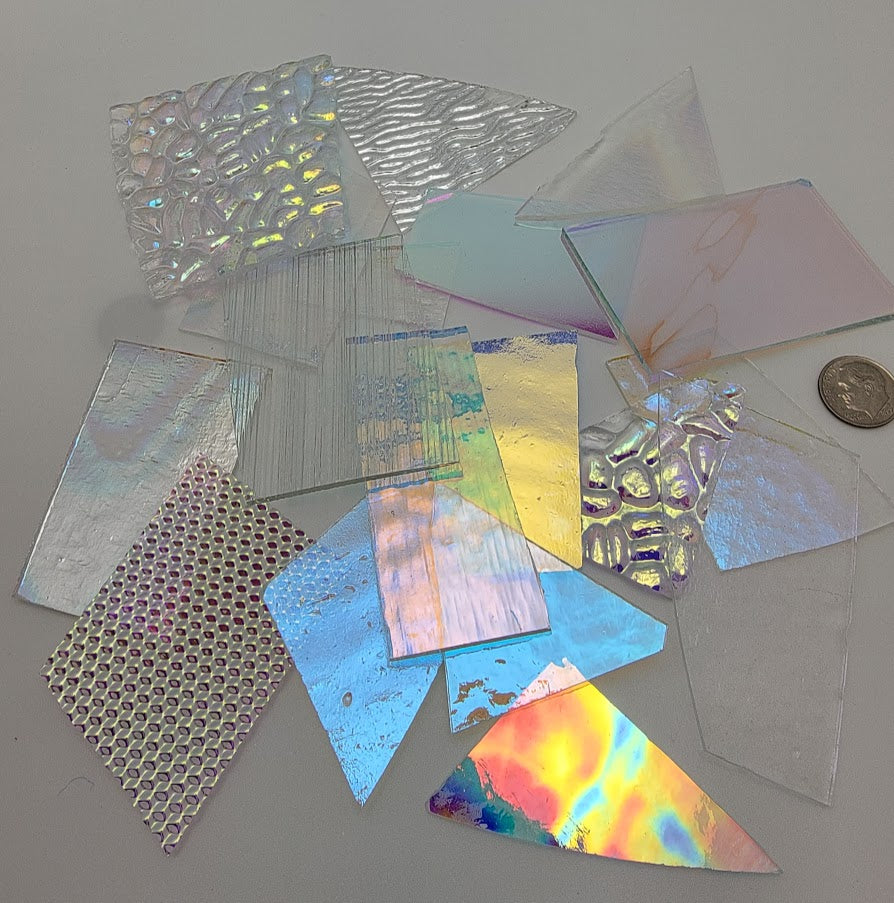 CLEAR! Dichroic 8 oz Mix Color Texture96 COE SCRAP Great Mix Patterns-