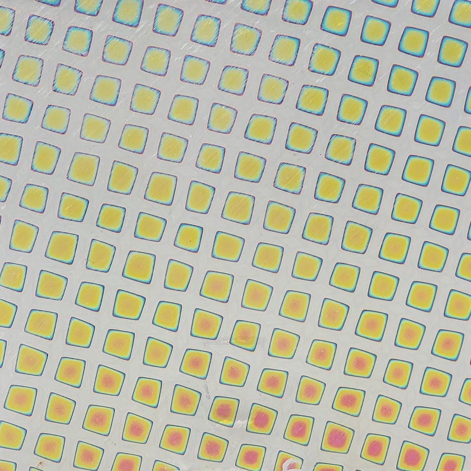 4x4" 90 COE Square 3 Rainbow on CLEAR Thin Dichroic Fusing Glass-
