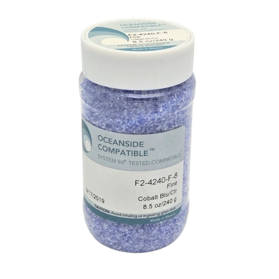 F2 4240 96 Dual Tone Cobalt Clear FINE Frit 8.5 oz Jar 96 COE-