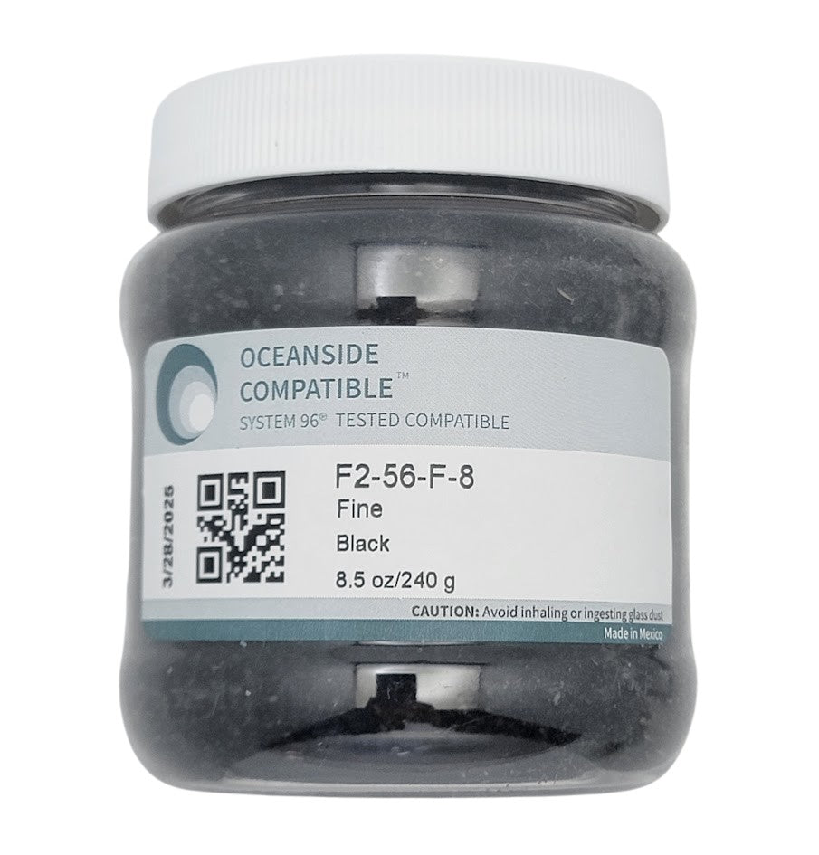 F2 56 96 Black Opal FINE Frit 8.5 oz Jar 96 COE-