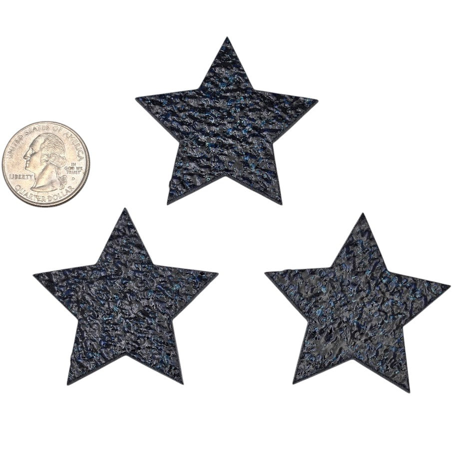 96 COE 2" Aventurine Blue Stars (3) Glass Precut Element Designs Fusing Supplies-