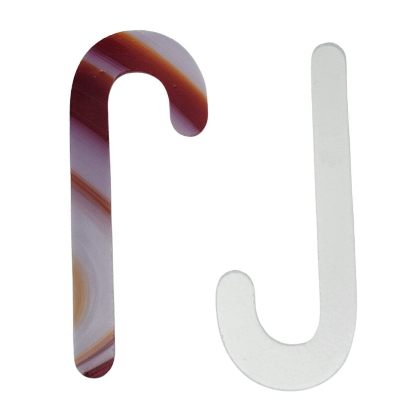 Candy Cane Precut 96 COE Christmas Winter Holiday Glass Shape 3.7" Tall Red & White Swirl or Clear Base-