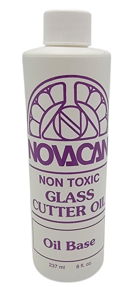 FULL SIZE NOVACAN Non Toxic CUTTER OIL Stained Glass Cutting 8 Oz Bottle-