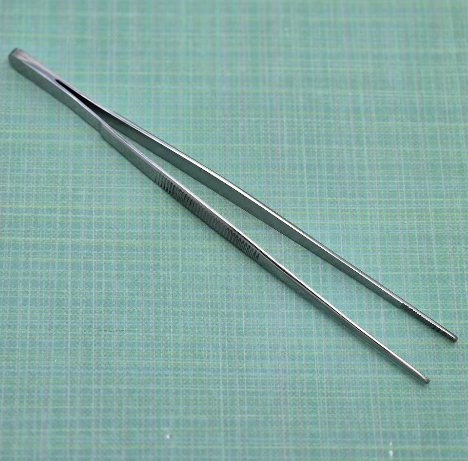 7" Blunt Serrated Tweezers Stainless Steel Lampworking Hot Glass Supplies Tools-