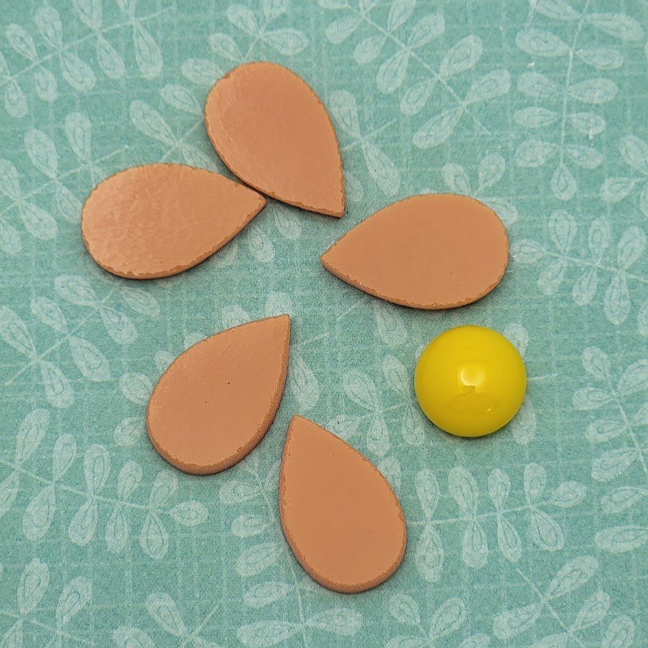 Sale! Persimmon Opal 96 COE Five Petal Flower Glass Precuts for Fusing Supplies-
