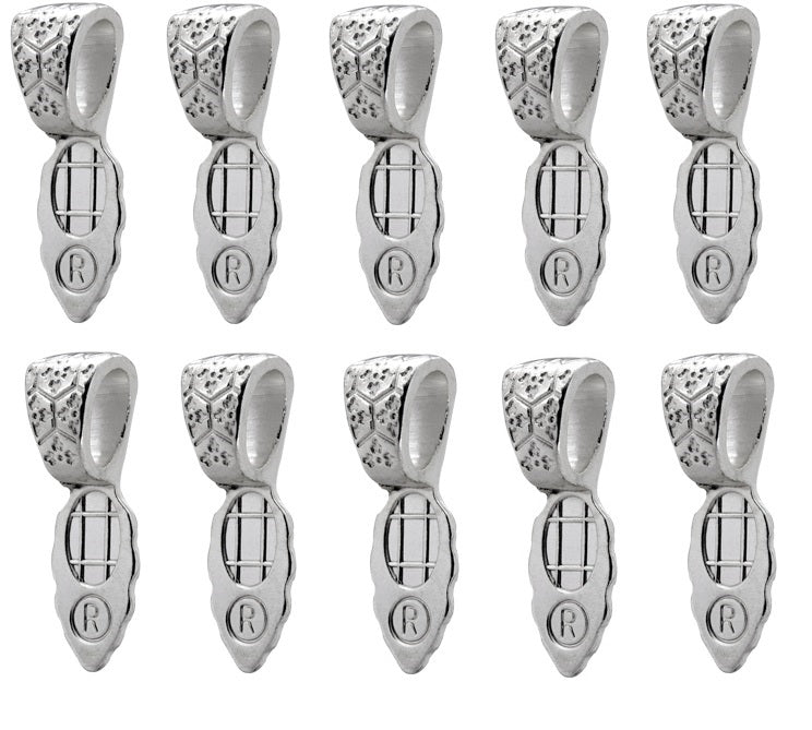 Bails Aanraku HEXAGONS Sterling Silver Plated LARGE Ten Pieces Fusing Supplies Glue On-