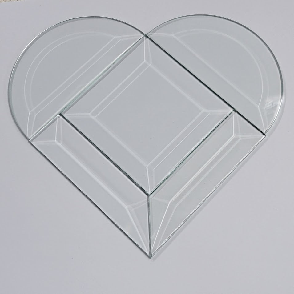 Beveled Heart Cluster Suncatcher Kit Glass 5 Piece Set-