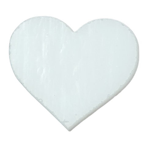 Six Pieces 1" Precut 90 COE GLASS Heart Red Clear Lavender White Red Mint Yellow Orange CHOICE-Model White Opaque Six Pieces