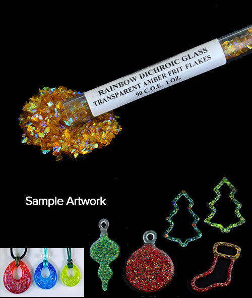 Dichroic Frit Flakes 96 COE Sample Pack 7 1/4 oz Tubes Glass Rainbow Green Red +-