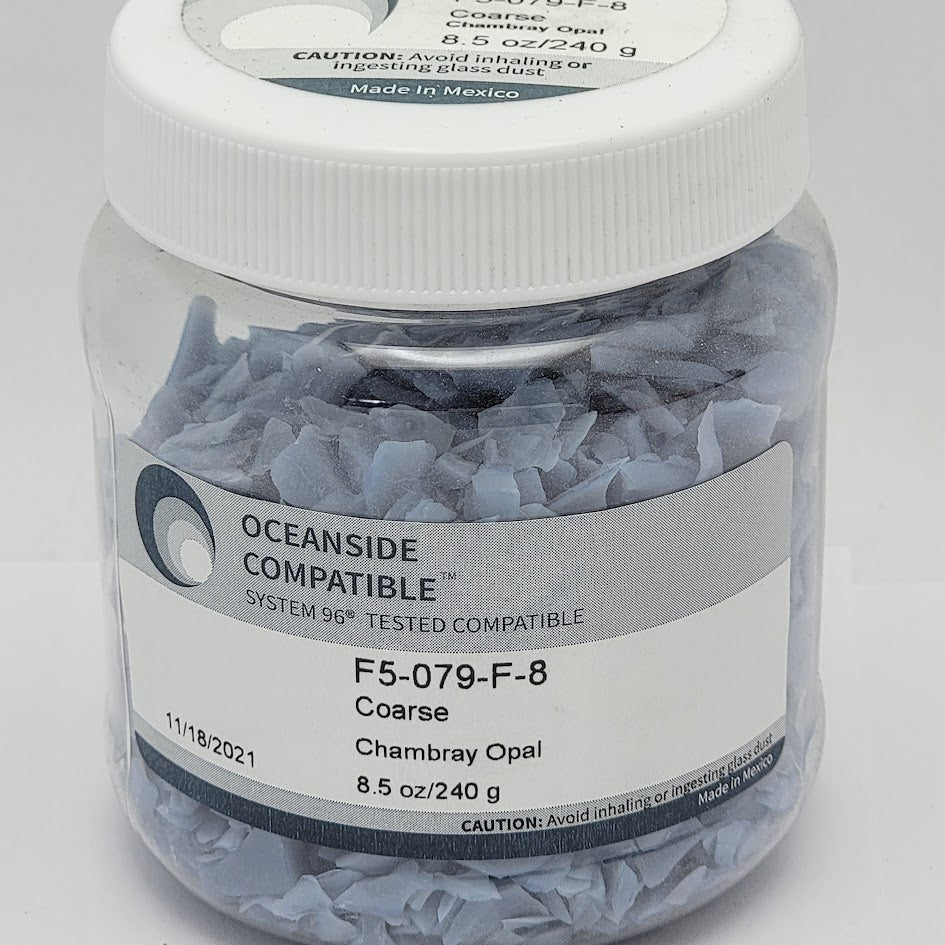 F5 079 Chambray Opal COARSE 96 COE Frit 8.5 oz Jar-
