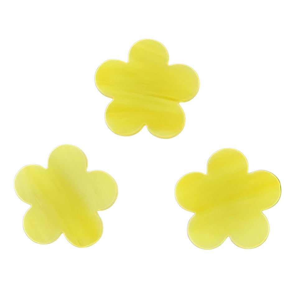 THREE Pieces Happy Flowers 96 COE Precut Glass Design Shape Choice of Color Size-Custom Medium Yellow/White