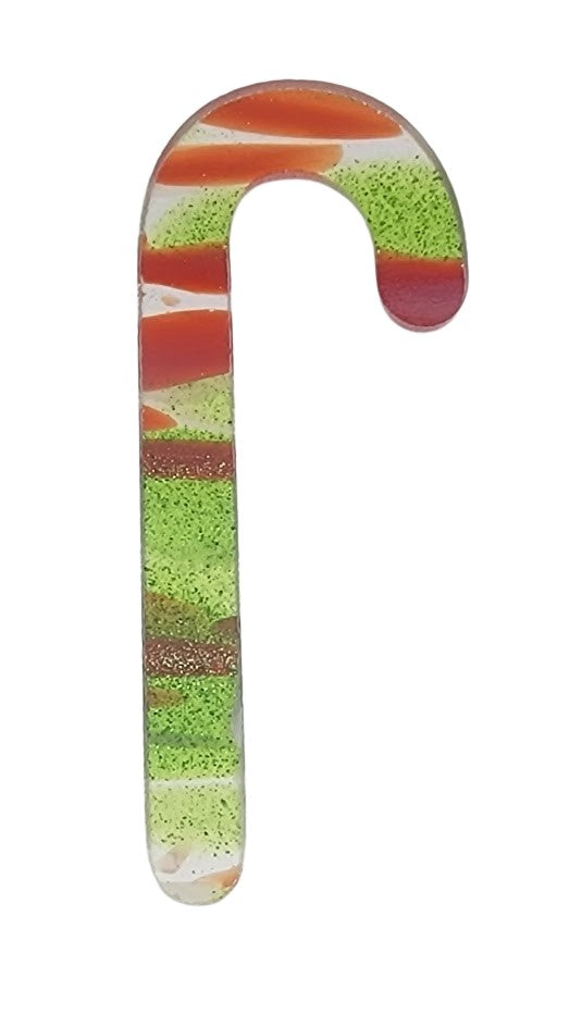 Candy Cane Precut 96 COE Holiday Shape 3.7" Tall Fiesta Pattern or White-