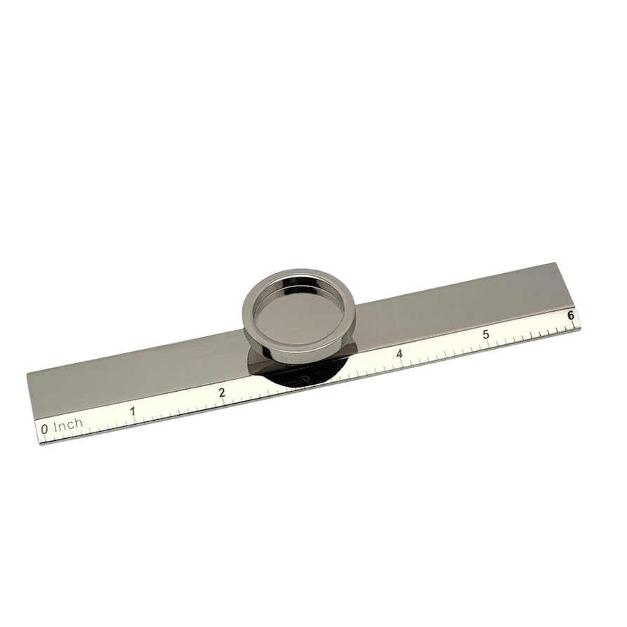 Finding AANRAKU 6" RULER with 1" Cabochon Blank SILVER METAL for Fused Glass