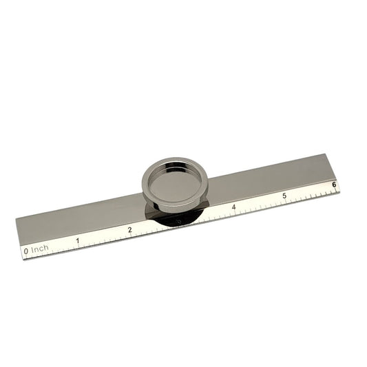 Finding AANRAKU 6" RULER with 1" Cabochon Blank SILVER METAL for Fused Glass-