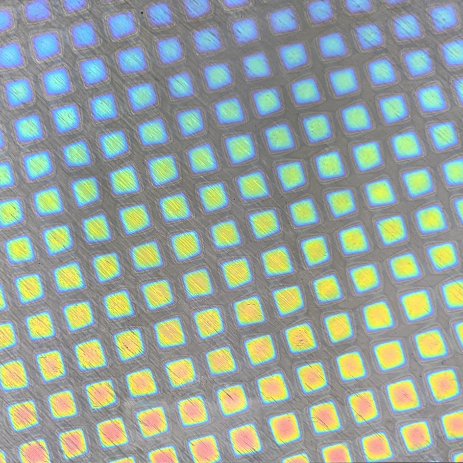 4x4" 90 COE Square 3 Rainbow on CLEAR Thin Dichroic Fusing Glass