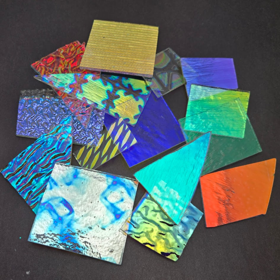 CLEAR! Dichroic 8 oz Mix Color Texture96 COE SCRAP Great Mix Patterns-