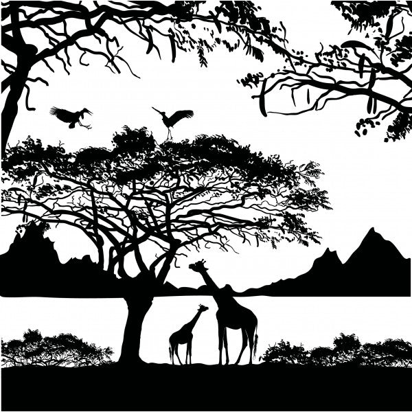 Giraffes Jungle 1.5" x 1.5" Enamel Decal For Glass Fusing-