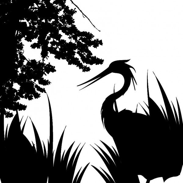 Hiding Heron 1.5" x 1.5" Enamel Decal For Glass Fusing-