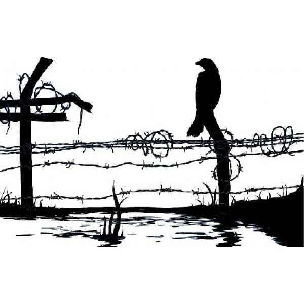 Bird on a Wire 1.5" x 1" Enamel Decal For Glass Fusing-