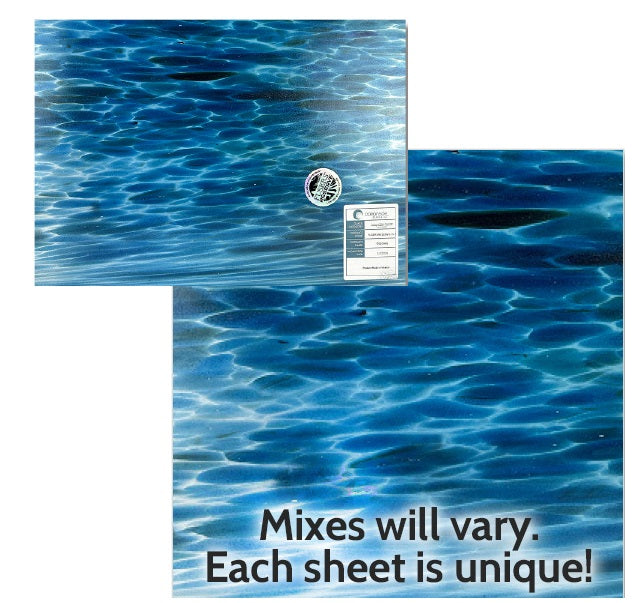 FR75 96 COE Odyssey Blue Aventurine Fuser's Reserve About 12 x 12 in Sheet Glass-