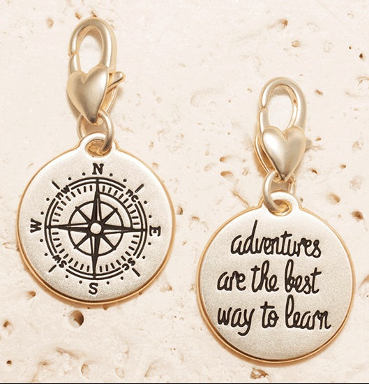 Adventures are the Best Way To Learn Amanda Blu Gold Clip-on 2-sided Travel- 