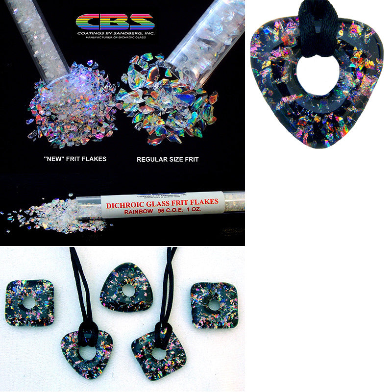 Dichroic Frit Flakes 96 COE Sample Pack 7 1/4 oz Tubes Glass Rainbow Green Red +-