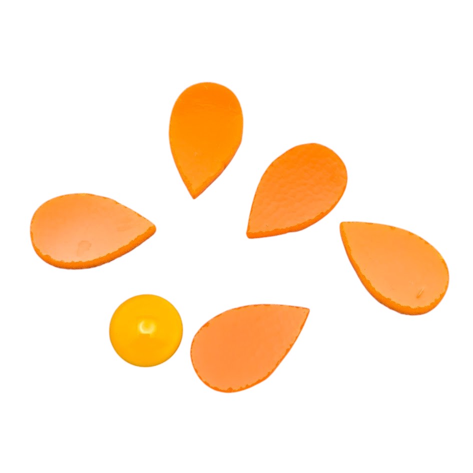 Sale! Orange Opal 96 COE Five Petal Flower Glass Precuts for Fusing Supplies-