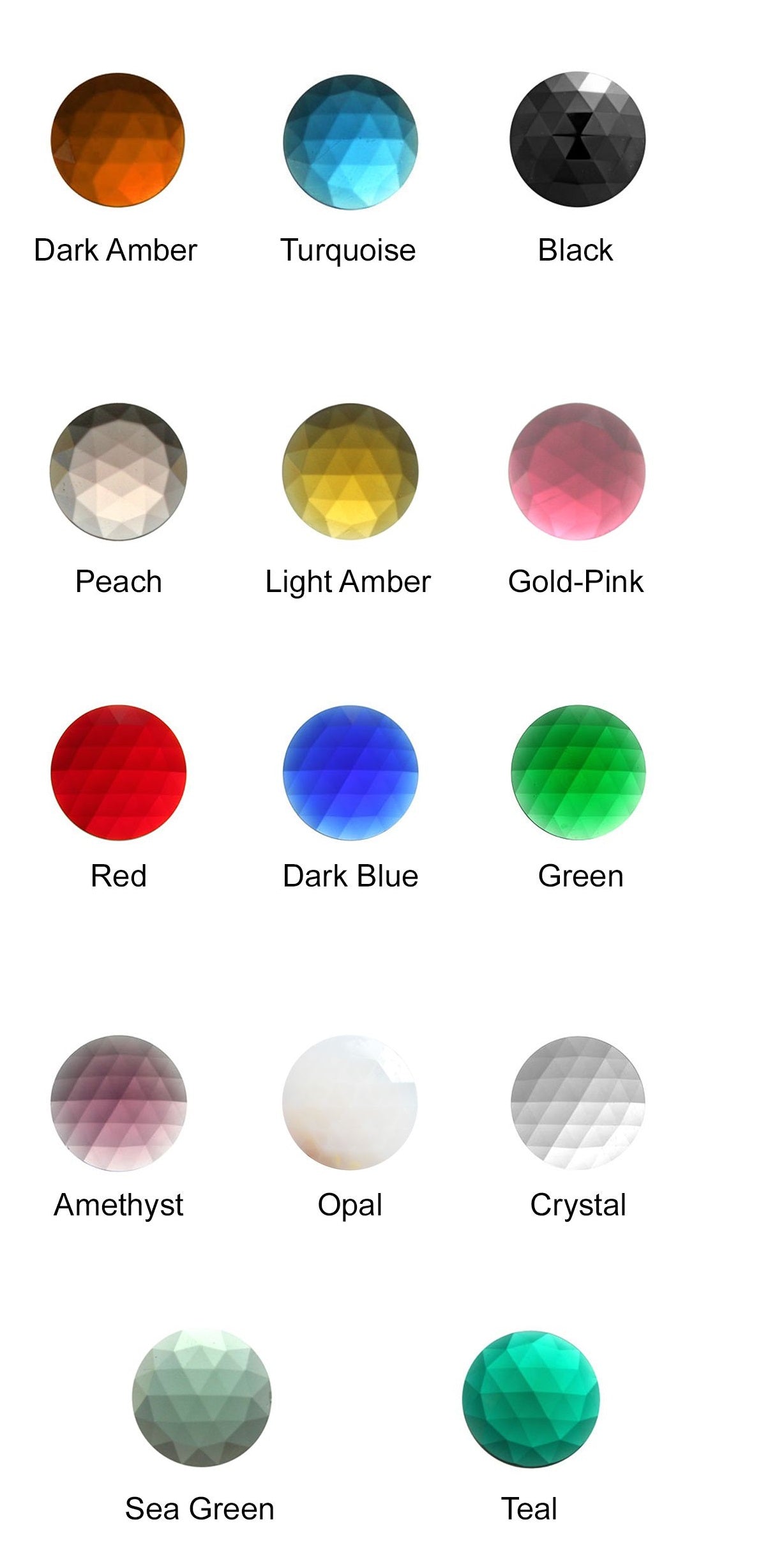 FOUR (4) Beautiful 15mm FACETED JEWELS 14 Color Choices Flat Back Beveled-