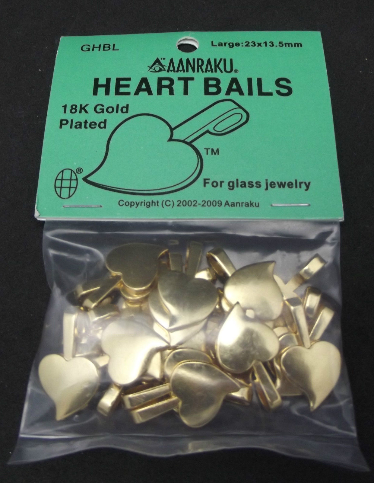 Aanraku HEART Bails GOLD Plated Large 25 Glue On Pendant Findings Gorgeous-