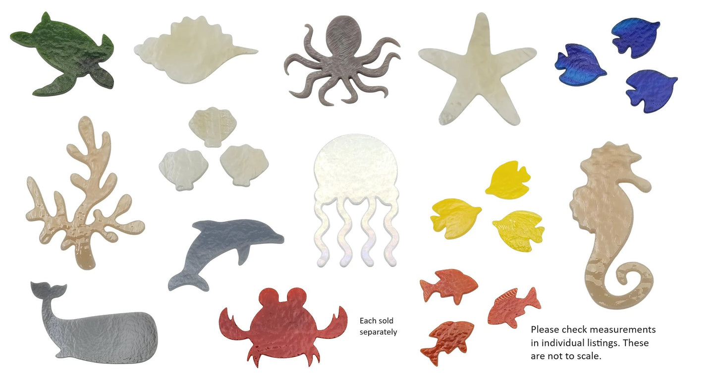 Coral Glass Precut 90 COE Sea Life Series White Amber Mix Shapes for Fusing-