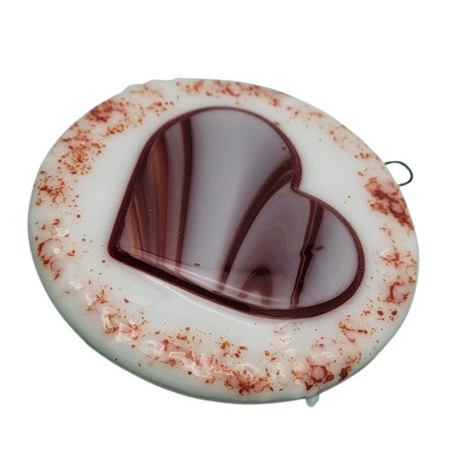 Peppermint Heart Handmade Fused Glass Ornament-