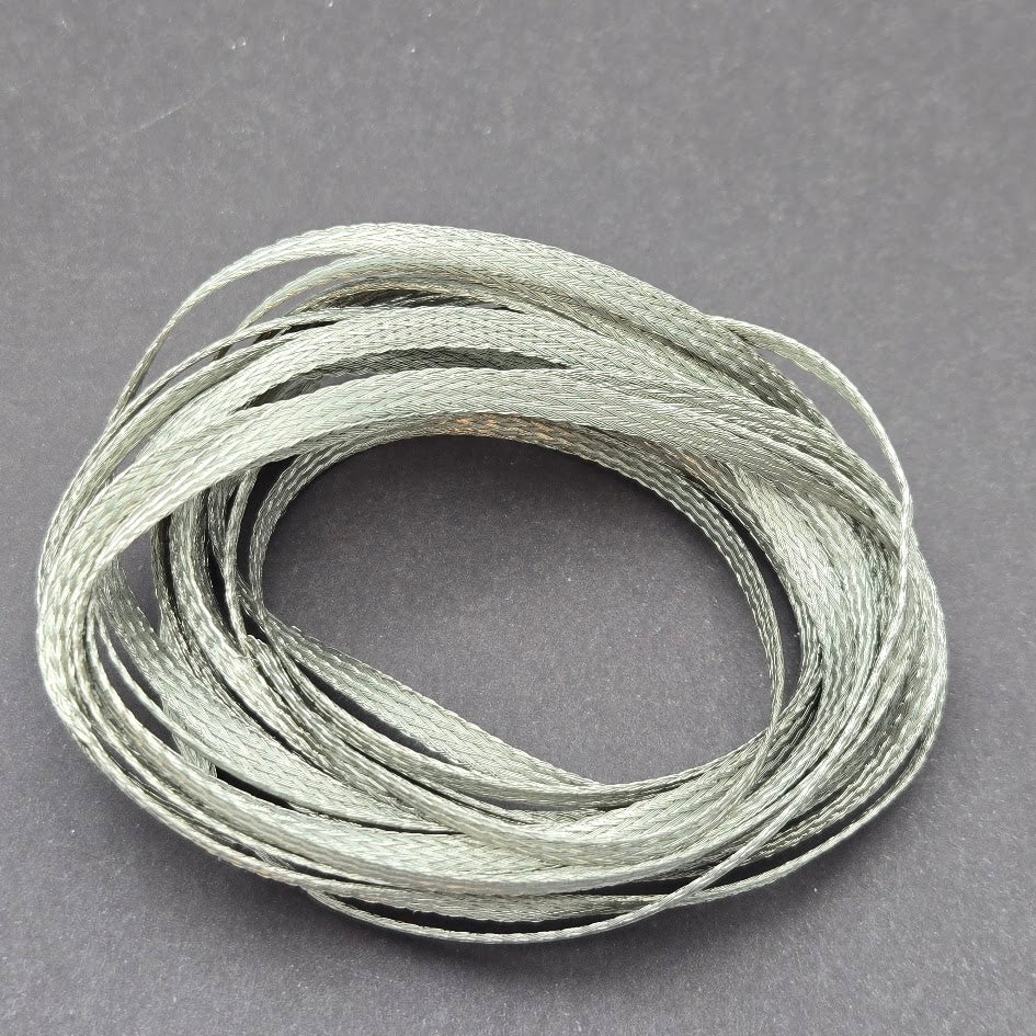 Braided Tinned Copper Wire 10 feet 1/8" Wide Reinforcement Strip Stained Glass Panels-