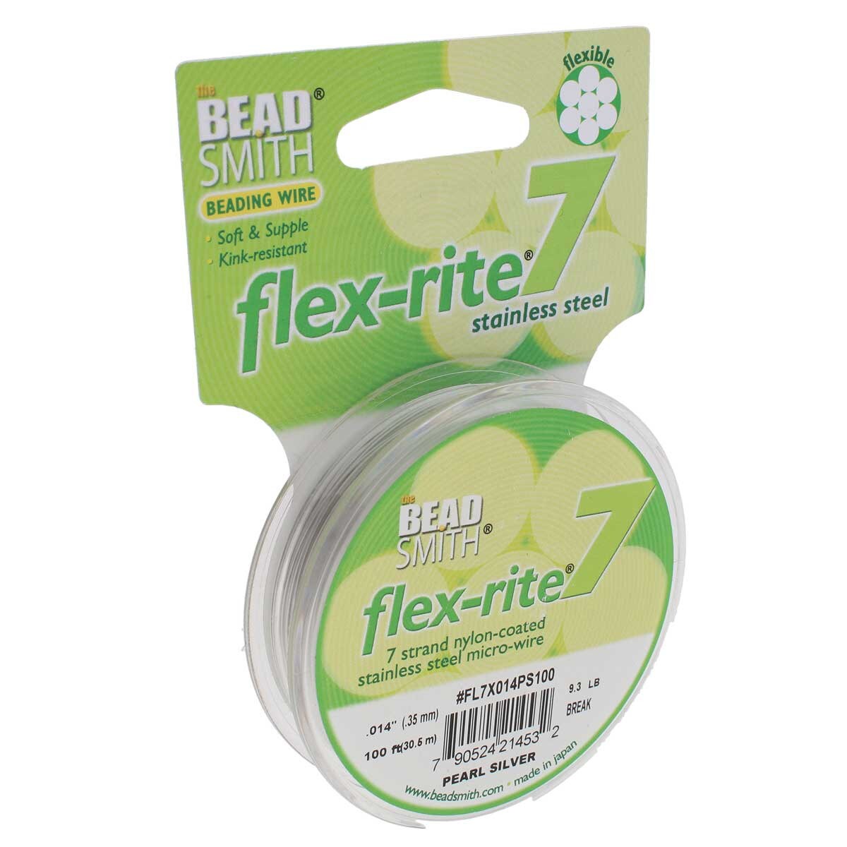 PEARL SILVER .014" 7 Strand 100' BEADSMITH FLEX-RITE Beading Wire FLEXRITE