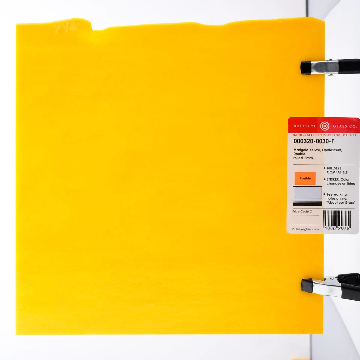 0320 Marigold Opalescent Striker Bullseye 90 COE Glass Sheet 10x10" 90COE Fusible-