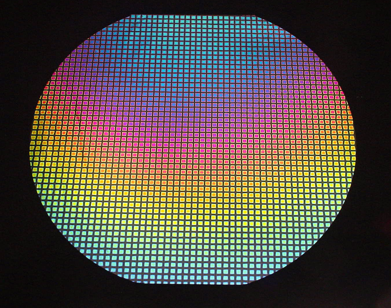 1x2" 90 COE Square 3 Rainbow on CLEAR Dichroic Glass Sample Fusing