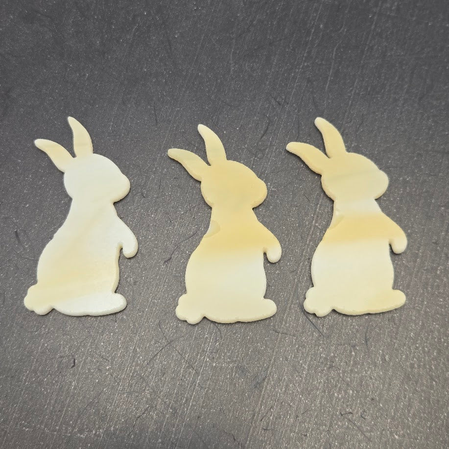 Seconds (with Flaws) 96 COE Bunny Precut Glass Three White Amber Rabbit-