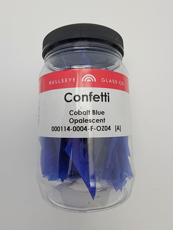 0114 Cobalt Blue Opal Glass Confetti 90 COE Bullseye 4 Ounces Fusing Supplies