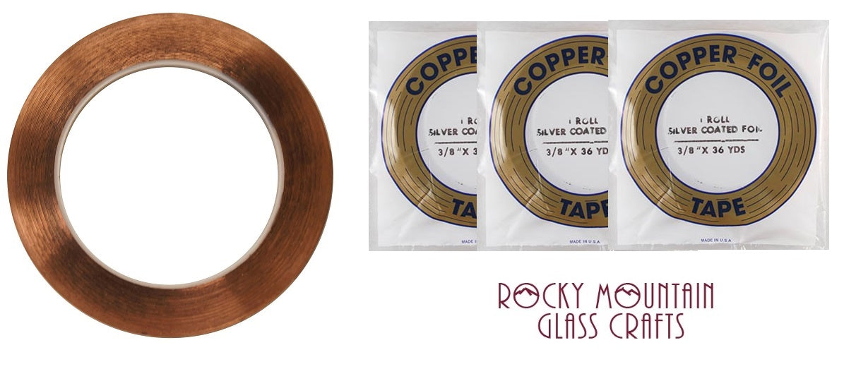 3 Rolls 3/8" SILVER BACK EDCO Copper Foil Tape For Stained Glass 36 yards Supplies 1mil-