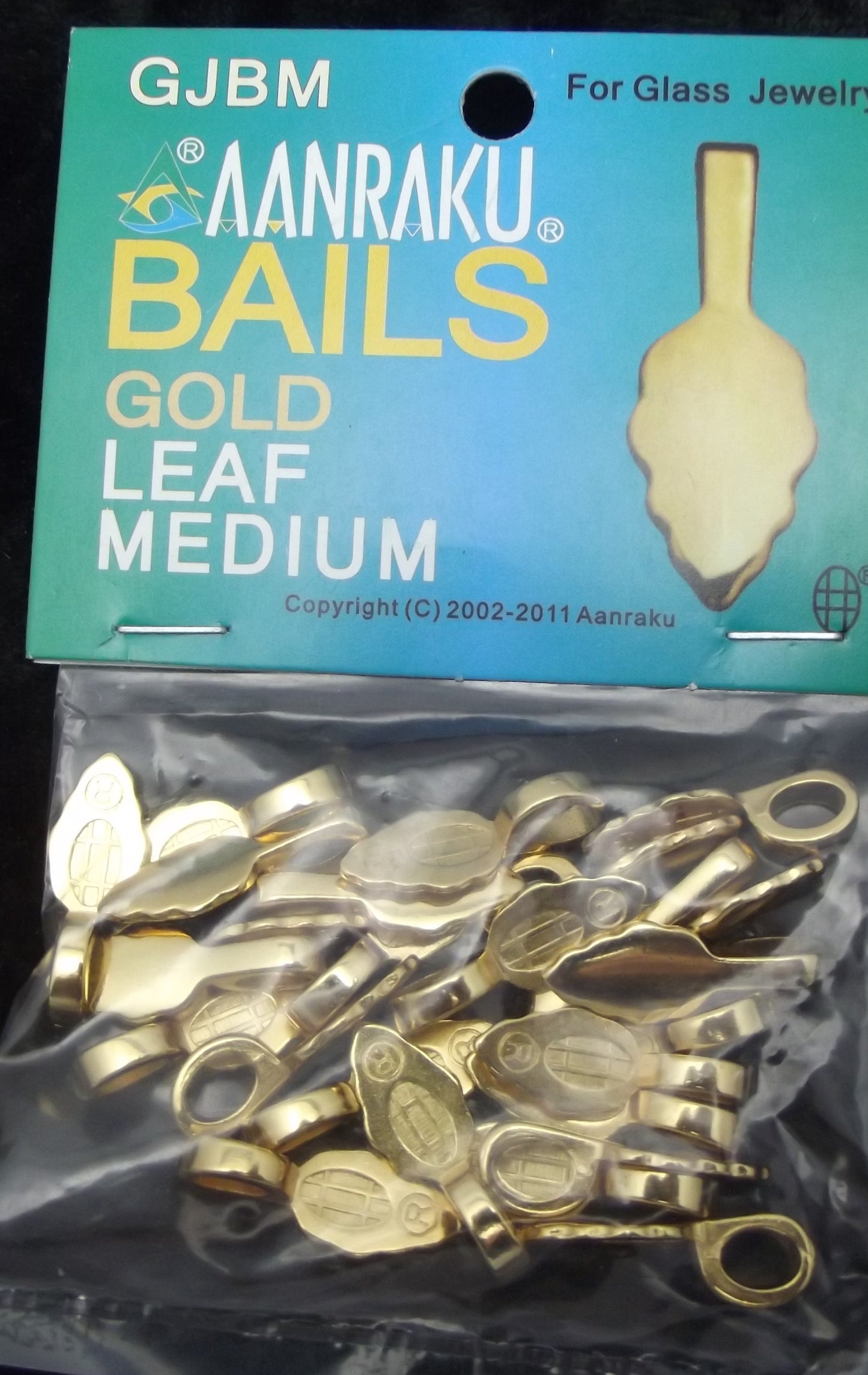 Aanraku GOLD plated Jewelry Bails MEDIUM Fused Glass Pendants 25 Glue-On Leaf-