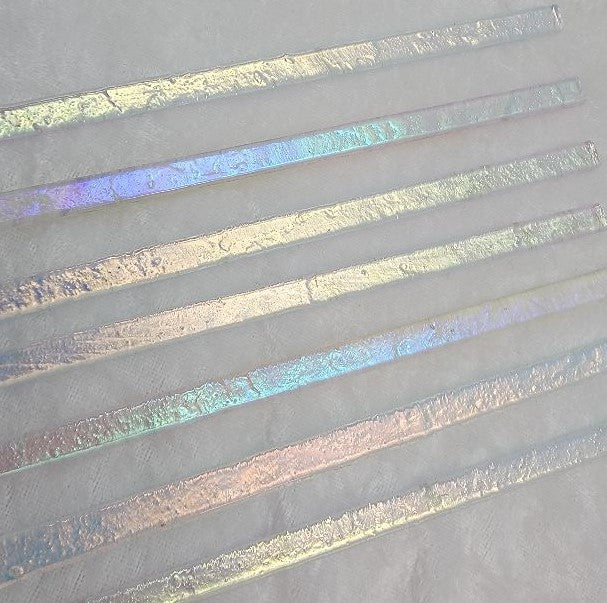 Rainbow 1 on Clear Substrate 104 COE Dichroic Strips 2 oz 1/4" Effetre CBS-