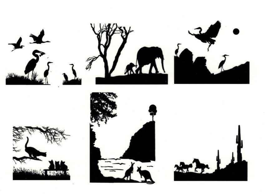 EXOTIC ANIMALS Glass Enamel Fusing Decals AAE Elephant Kangaroo Cat Horse Crane-