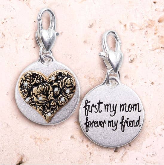 First my Mom Forever My Friend Amanda Blu ONE Two Sided Two-tone Gold Silver-