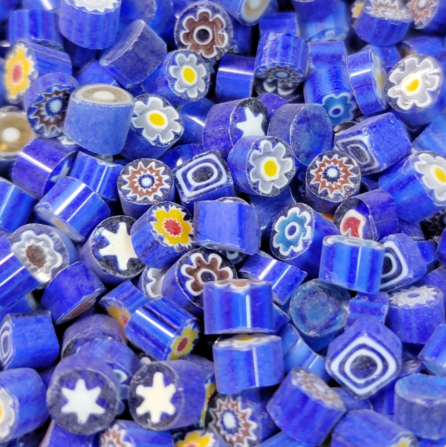 1/2 Pound Blue Mix Millefiori Slices Glass Lampwork Moretti Effetre 104 COE-